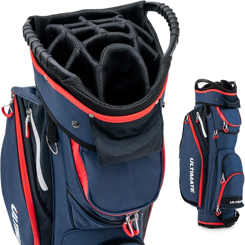 GYMAX Golf Bag, 14 Way Divider Golf Cart Bag with Rain Hood & Cooler Bag, Waterproof Golf Club Bag for Men & Women, Portable Lightweight Golf Bag - Image 1